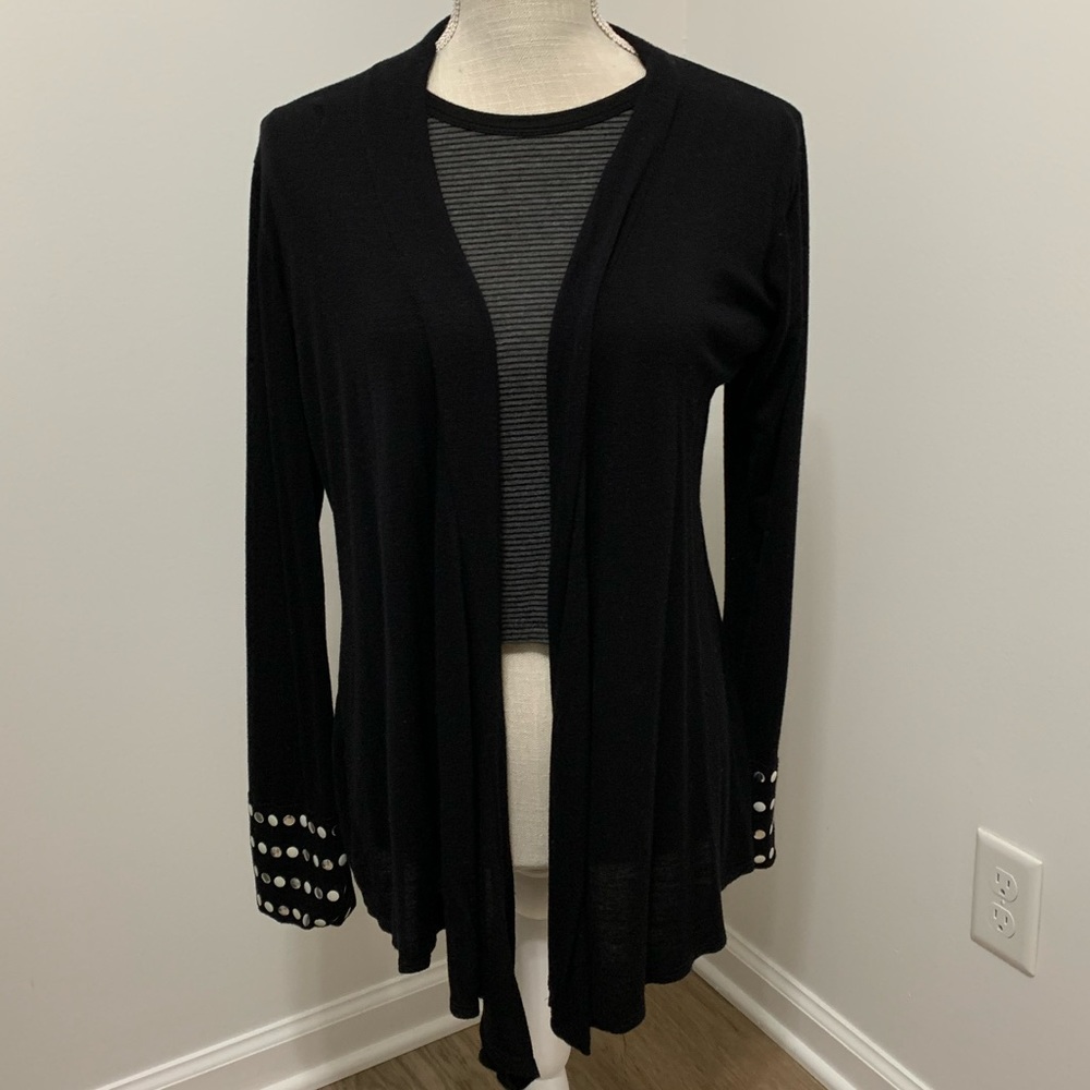 JM Fleurette Silver Stud Polka Dot Stretchy Jersey Cardigan M